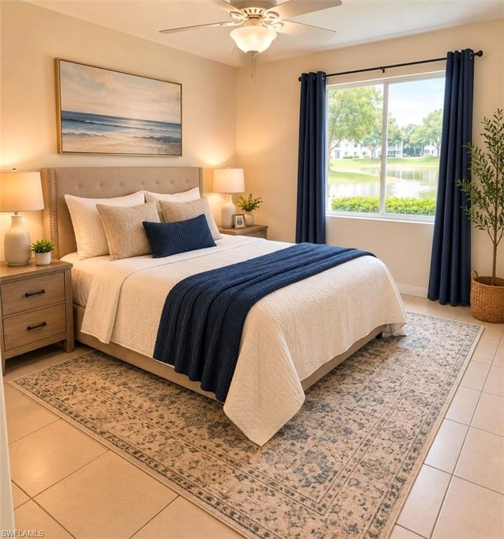 Virtually staged primary bedroom