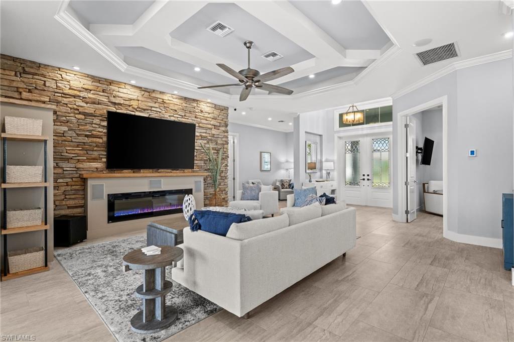 Accent wall with linear electric fireplace and tv