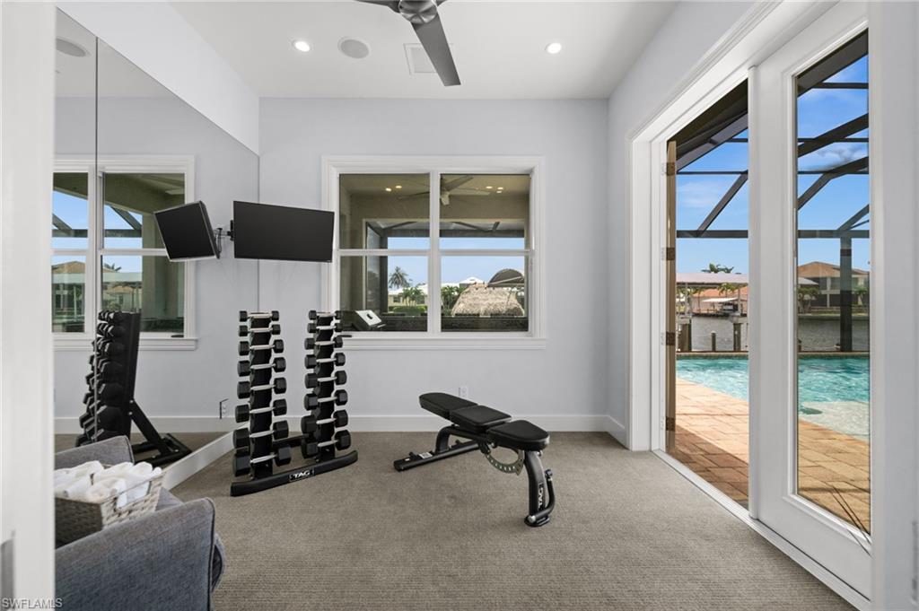 Air conditioned dedicated workout room or office with direct access to the pool and lanai
