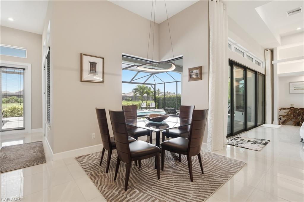 High ceilings and polished tile flooring enhance the open interior