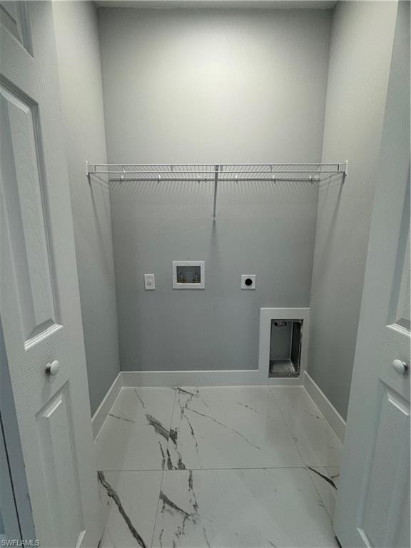 Laundry area with electric dryer hookup and hookup for a washing machine