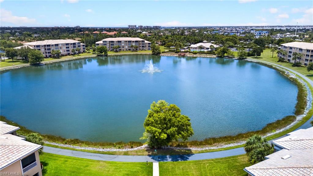 Expansive freshwater lake featuring a central fountain