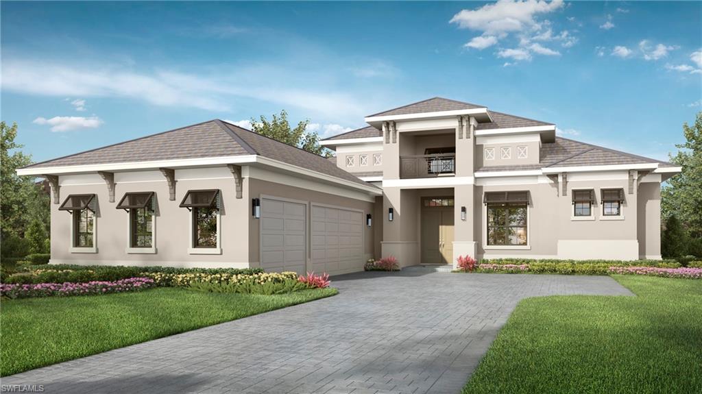 Rendering of completed home. Floor plan is flipped from rendering.
