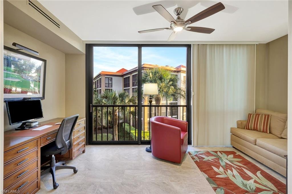 Flexiibility abounds in this renovated, air conditioned office or den with a pull out couch for total flexibility