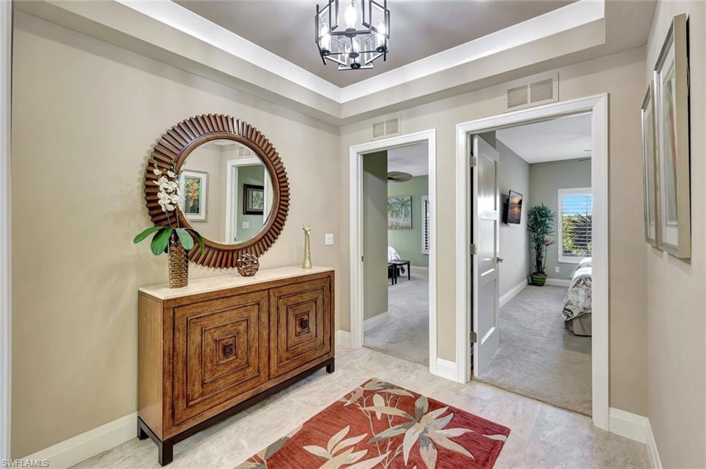 Designer finishes featured in this hallway to guest suites
