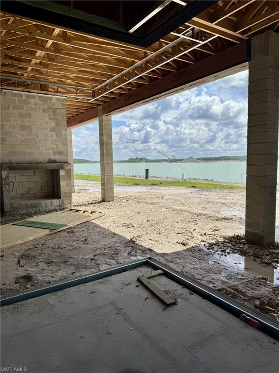 Outdoor fireplace and view