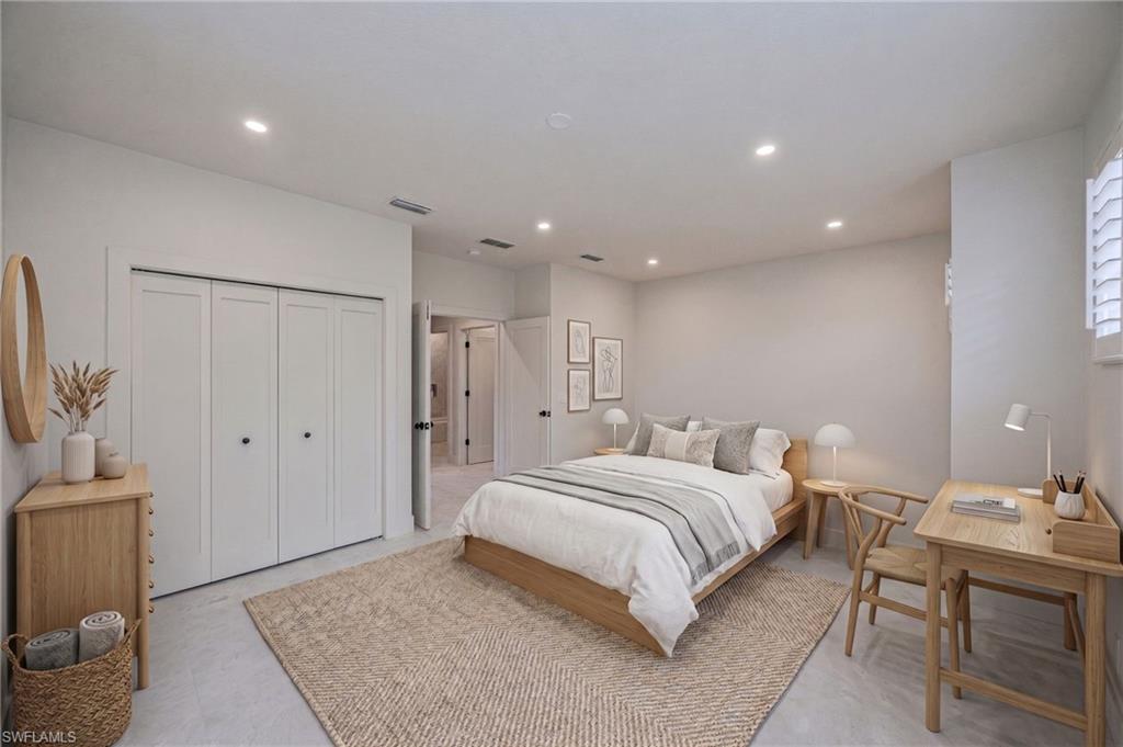 Large virtually staged third bedroom highlighting the generous size and possibilities for guests, a home office or private retreat
