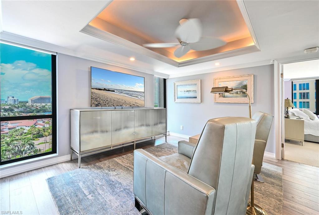 Den area with Bay views NE to the RITZ Tiburon