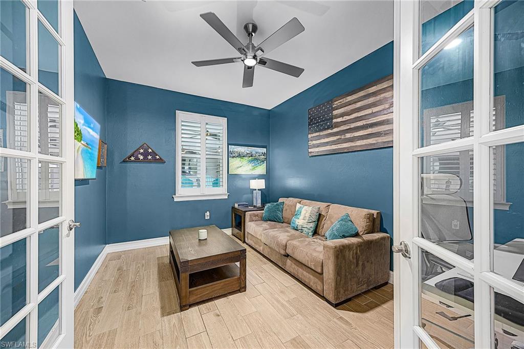Flexible den with French doors, ideal for a home office, media room, gym, or additional guest space—perfect for today’s work-from-home lifestyle.  Also could be used as a 4th sleeping area for an Airbnb Short Term Rental.  Just add an armoire!