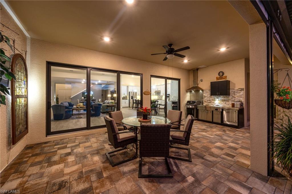Evening view of spacious covered lanai