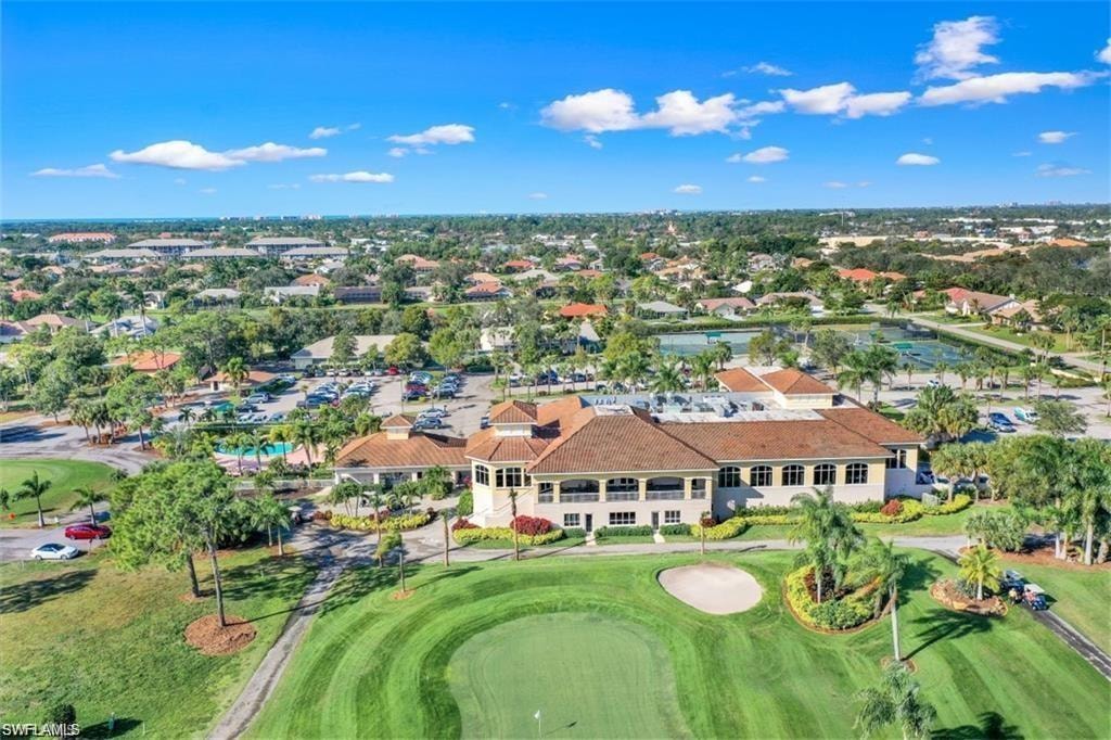 Drone / aerial view featuring a residential view and view of golf course