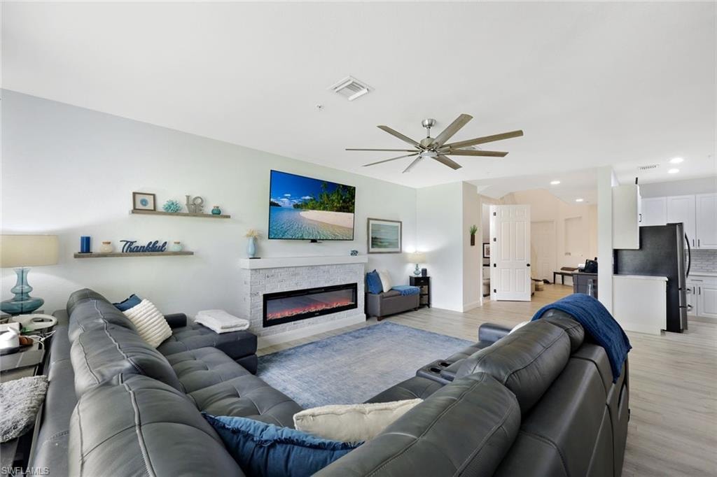 Living room with Brand New Leather Sectional