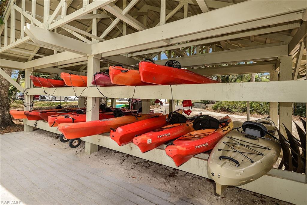 Community kayak racks provide easy access to paddling on the Orange River.