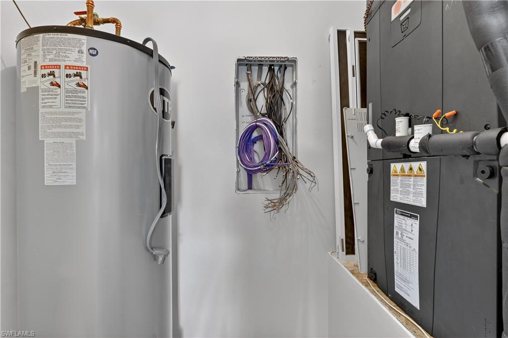 Utilities with gas water heater and heating unit