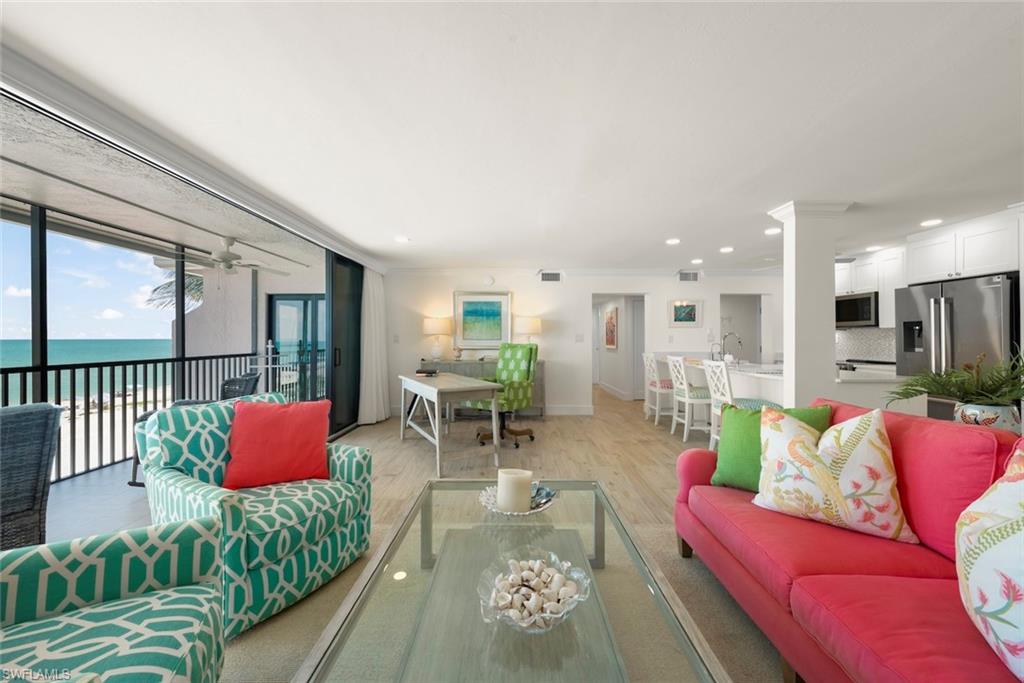 Expansive screened balcony presenting ocean scenery