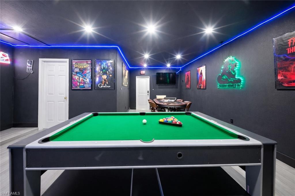 Recreational area featuring a billiard table, recessed lighting, and accent lighting