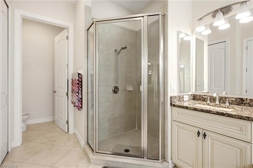 Master bath showing shower, closet & privy