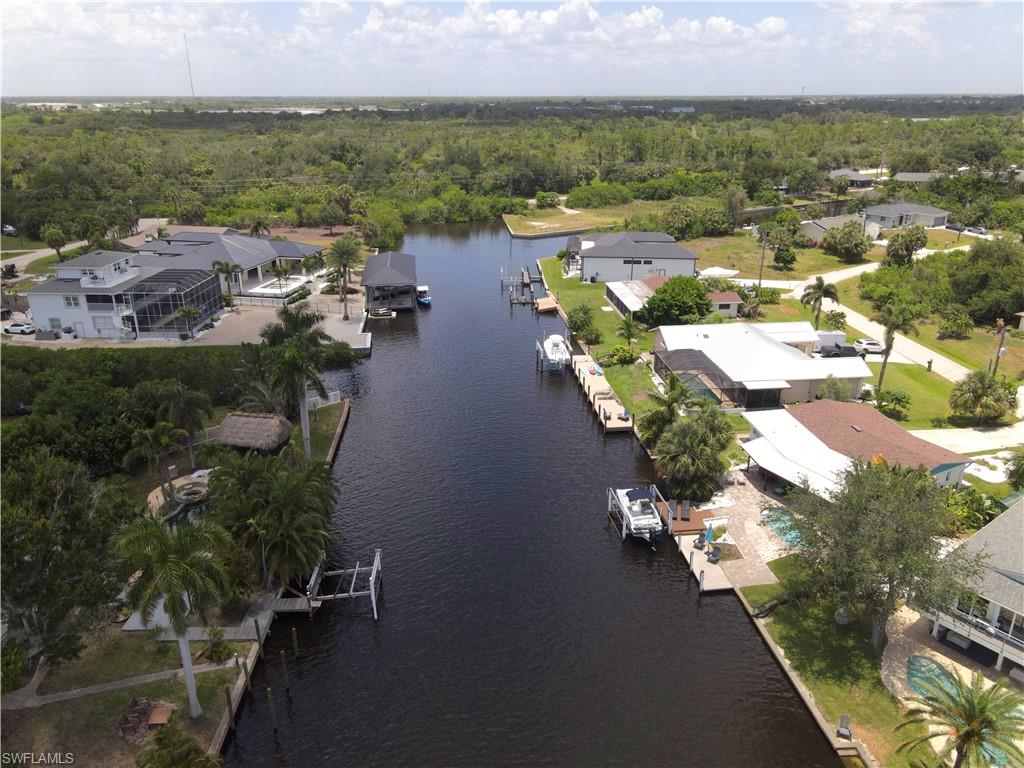 Aerial View looking from the canal towards the property