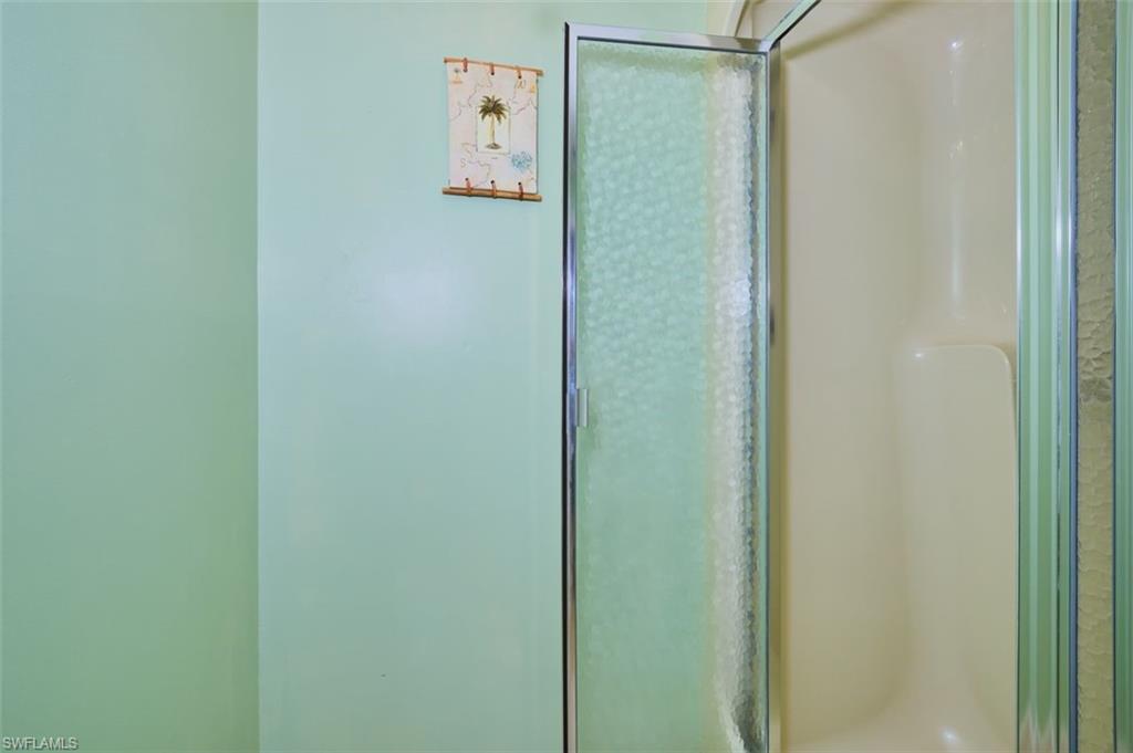 Walk-in shower in the main bath.