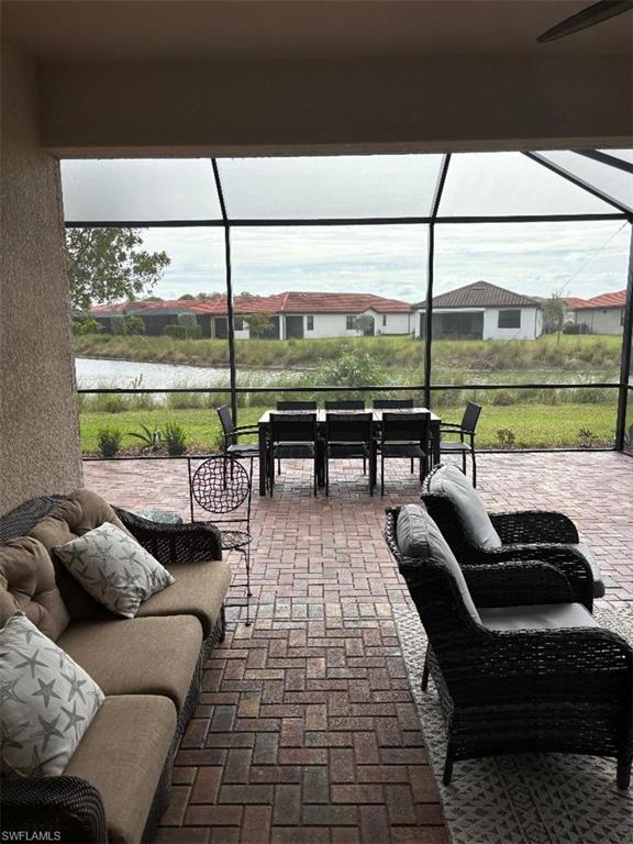 Lanai with lake views