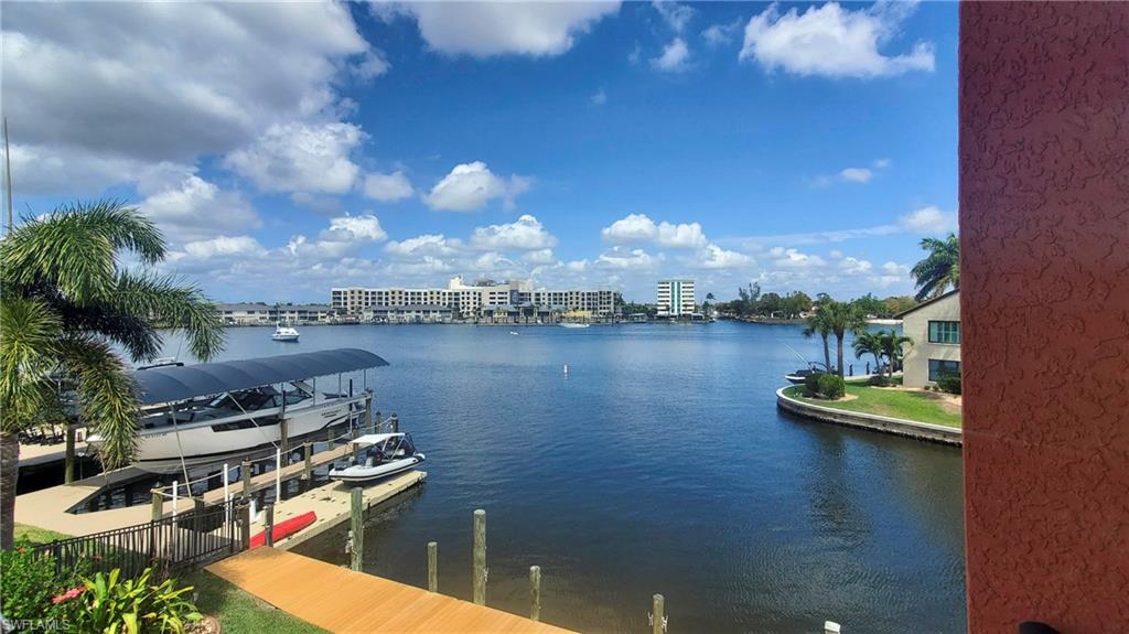 View from lanai. The Bimini basin is over 900 feet wide here. One of the widest non-river views in Cape Coral. New waterfront restaurant across the basin.