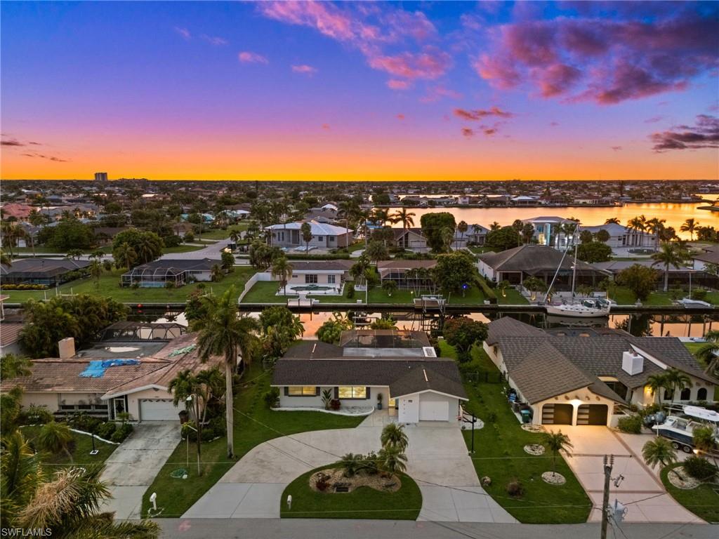 Aerial Evening View of the house