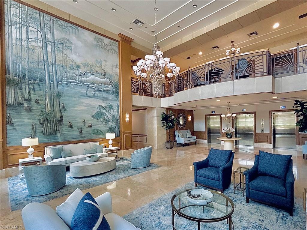 Grand two-story lobby