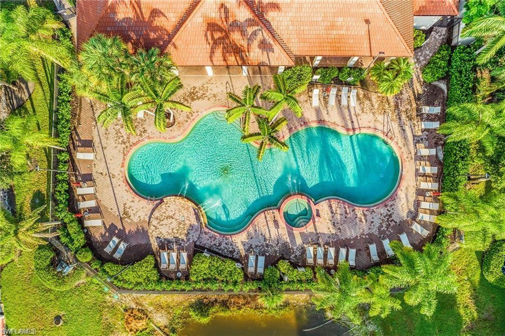 Expansive communal pool area with a freeform swimming pool and integrated spa