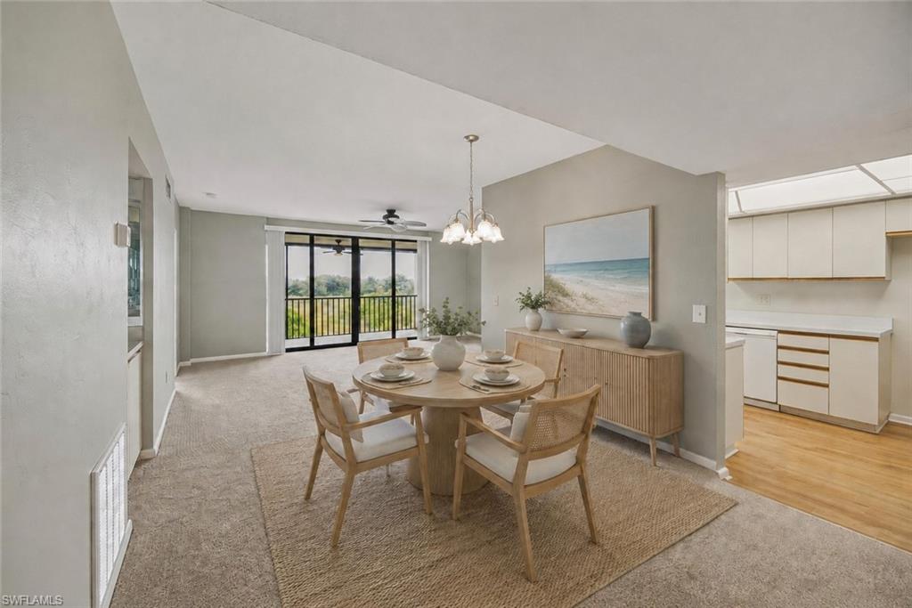 Virtually staged dining space