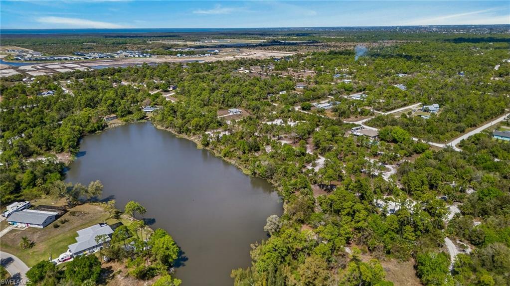 Aerial view of a large body of water