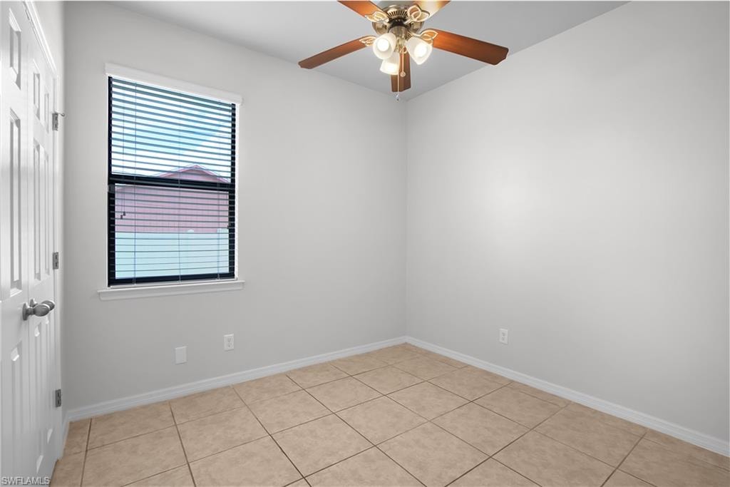 Neutral tone interior with ceramic tile flooring