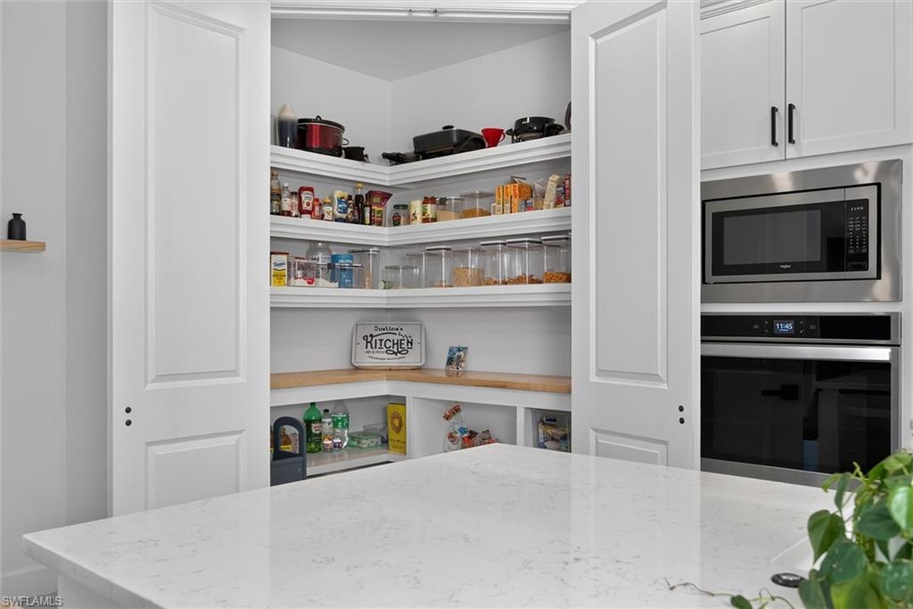 Walk in Panty with built in workspace for meal prepping and organizing
