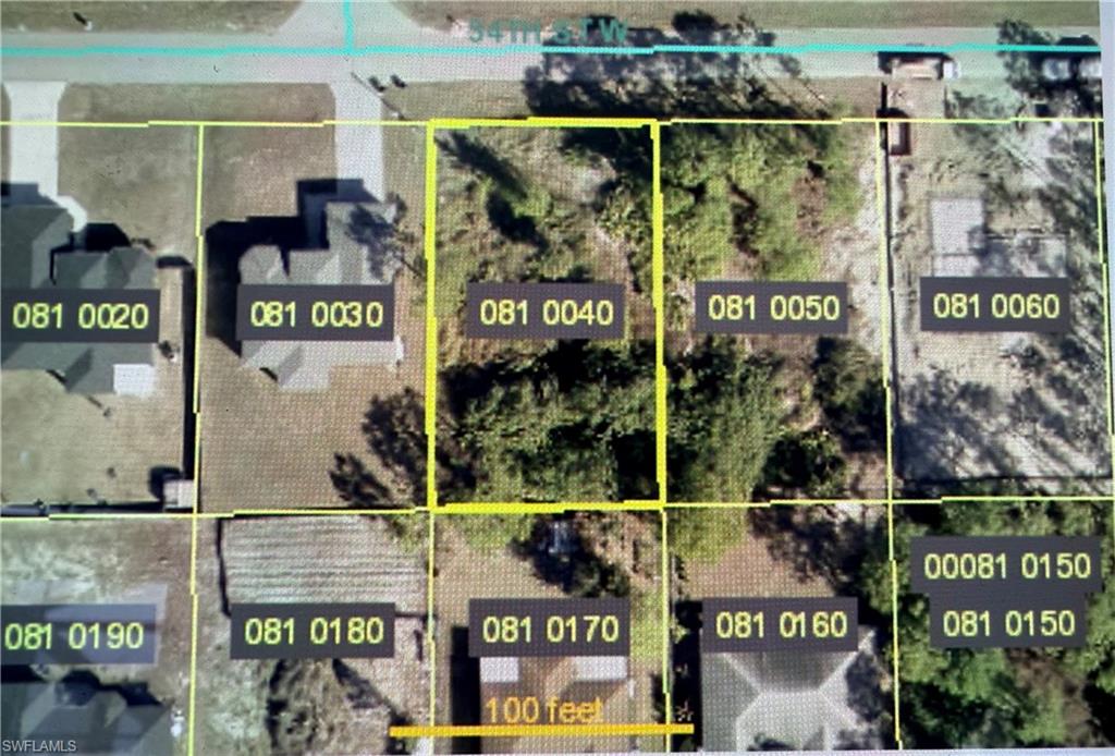 Property Parcel Map. Illustrating the property's boundary and adjacent parcels with identification numbers and a scale indicator