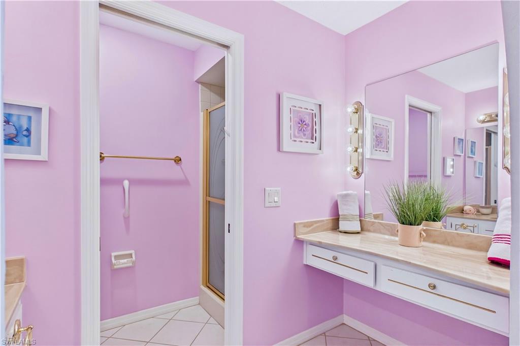 Primary bath with a large vanity and generous counter space