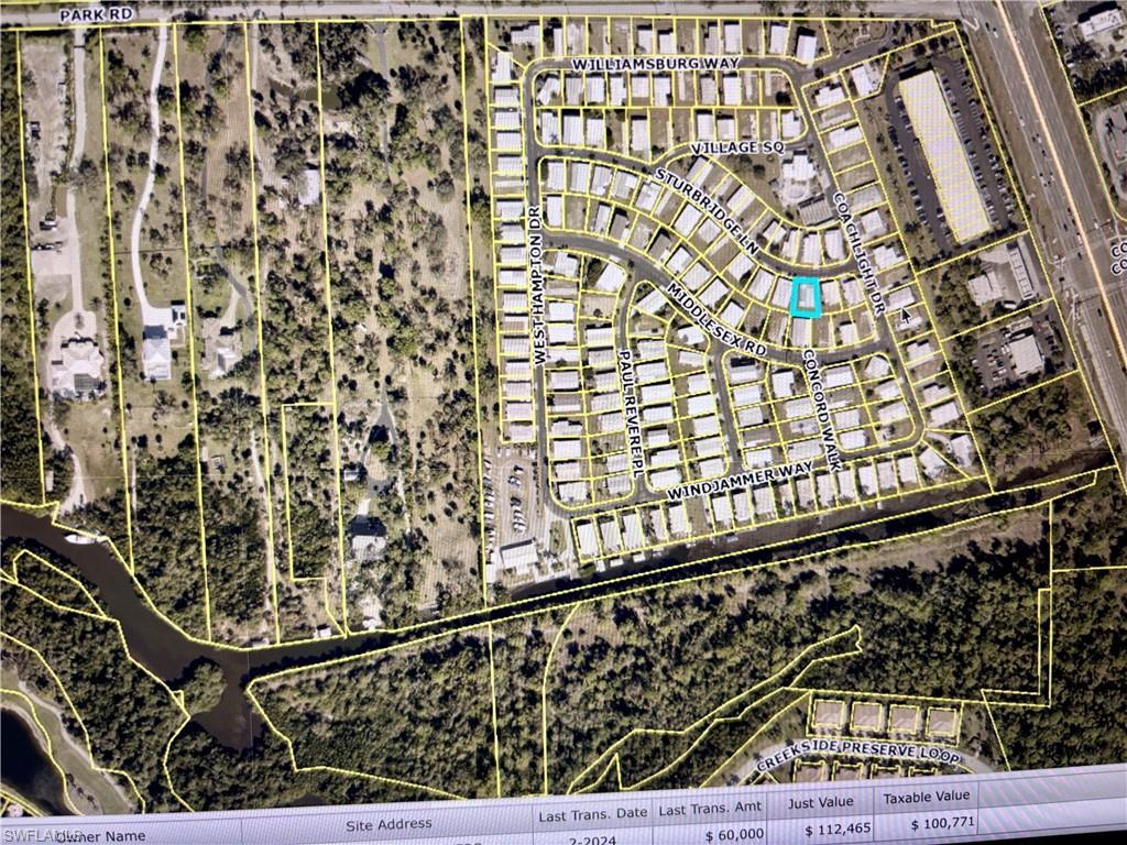 Property Parcel Map. Displaying the property's location within a larger geographic area, with surrounding infrastructure and land divisions visible