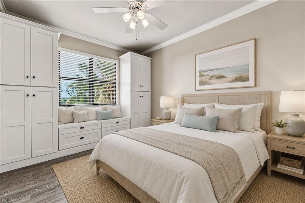Virtually Staged 2nd bedroom. The cabinetry is installed not virtually staged.