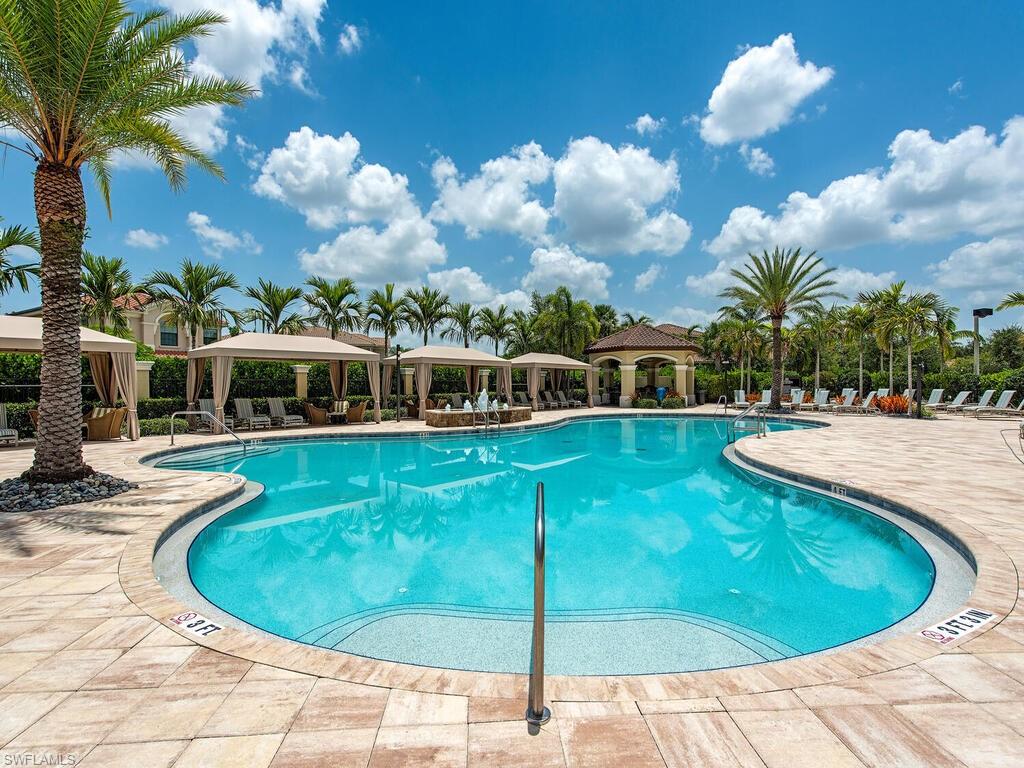 View of pool with a gazebo and a patio