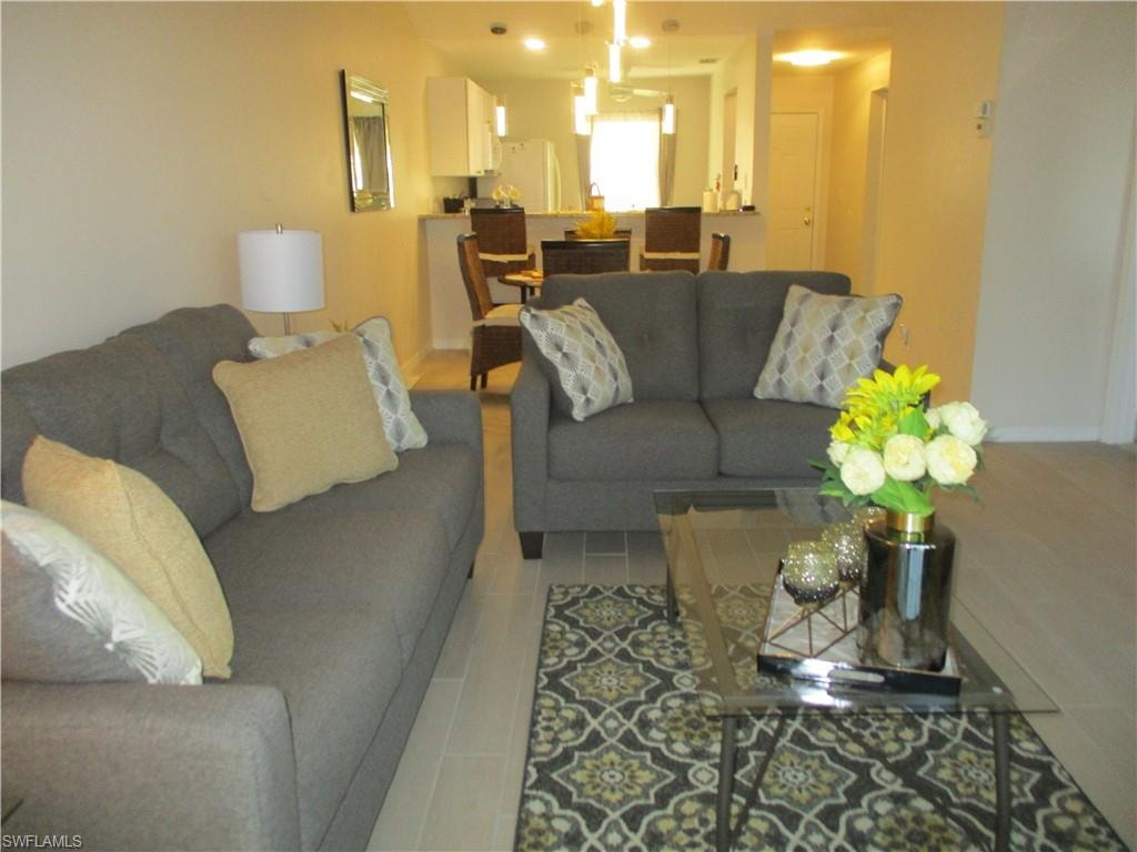 View of tiled living area
