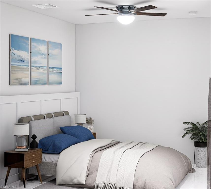 Bedroom with a ceiling fan