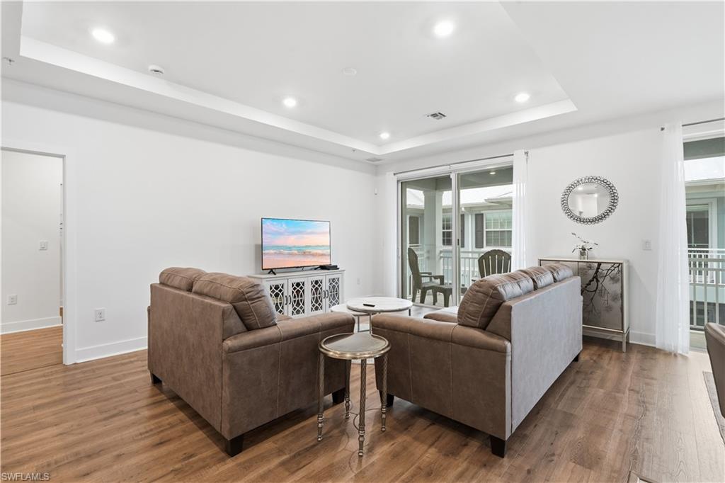 View of living space from kitchen.