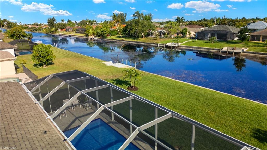 Aerial of backyard & canal