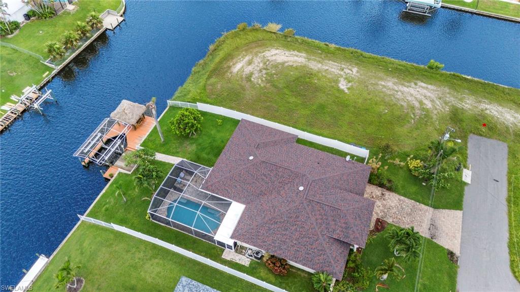 Aerial view house & canal