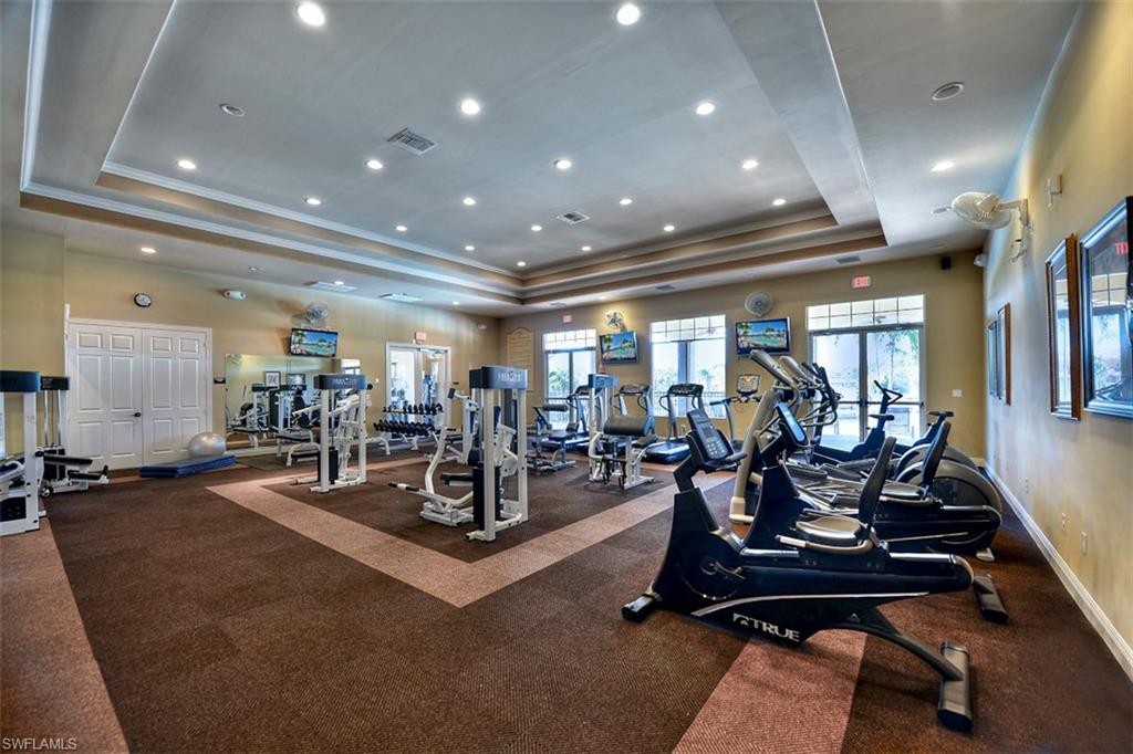 Gym with recessed lighting