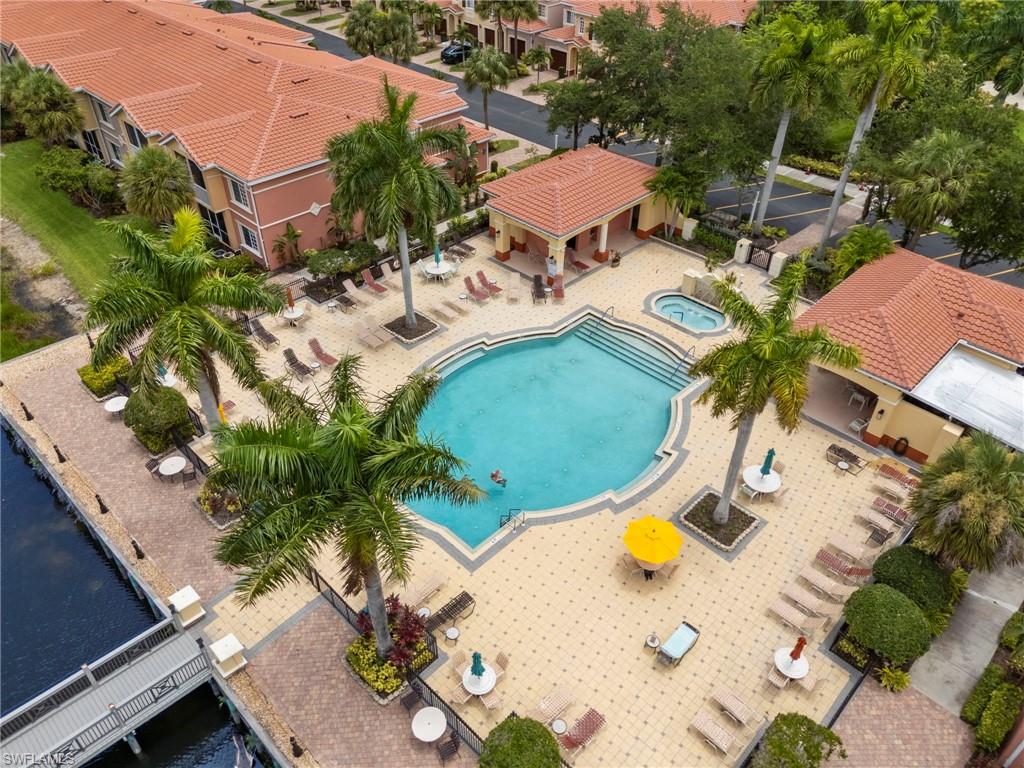 Aerial view of large resort pool and spa makes everyday feel like a vacation.