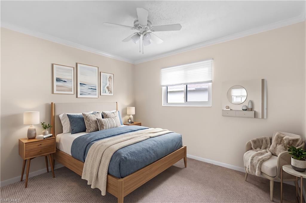 Virtually staged guest bedroom