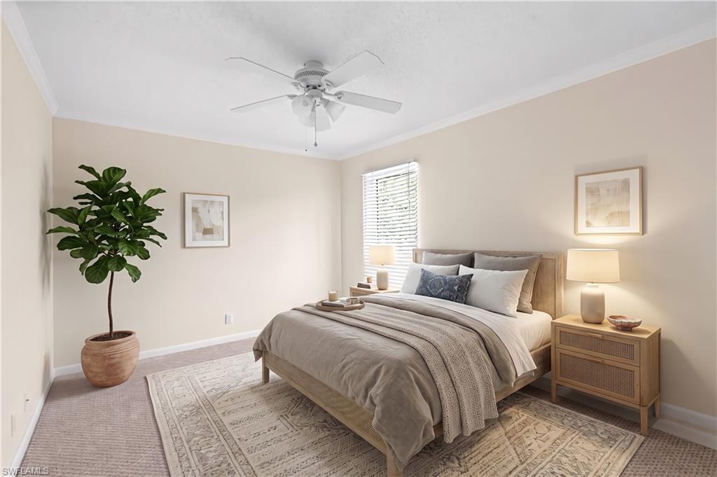 Virtually staged primary bedroom