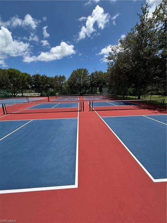 View of pickleball and tennis courts