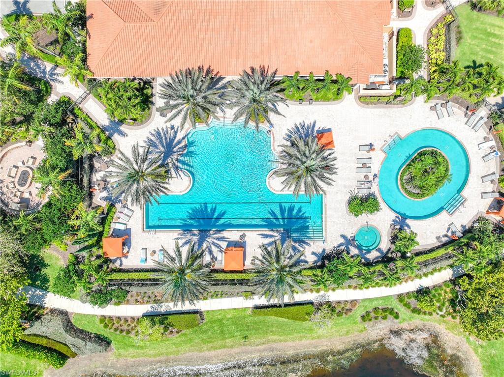 Bird's eye view of a pool area
