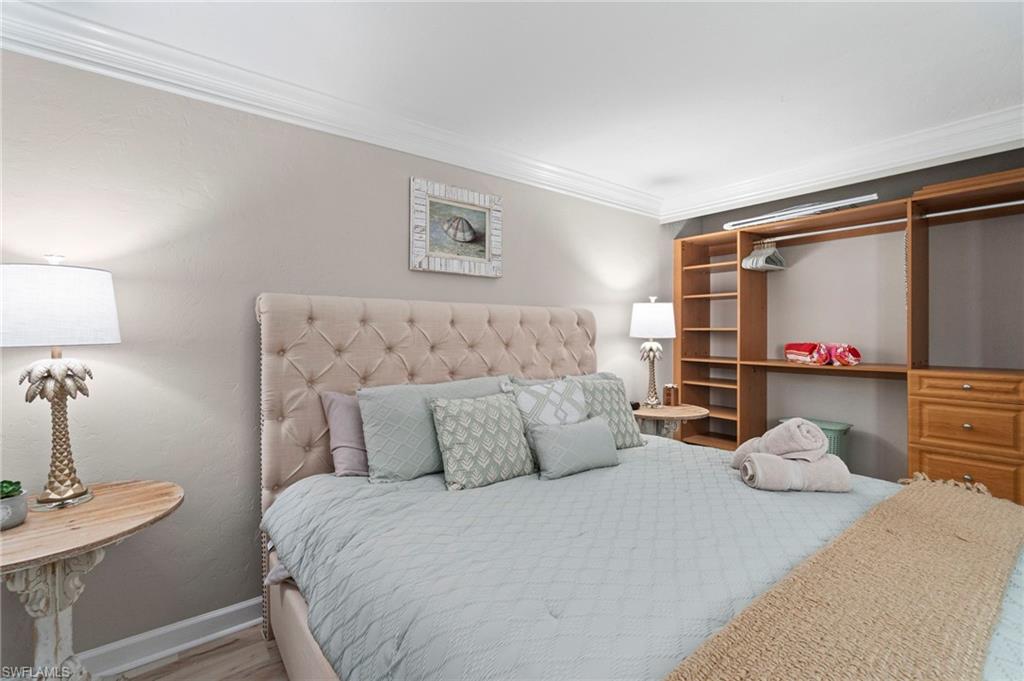 Crown molding and light-toned walls