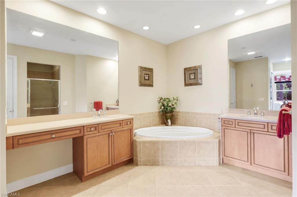 Large master bath with soaking tub and separate shower